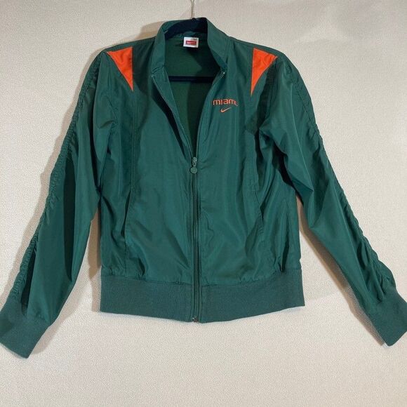 Vintage Nike Miami Hurricanes Zip Up Track Jacket Women Medium Windbreaker FLAW - Picture 1 of 16